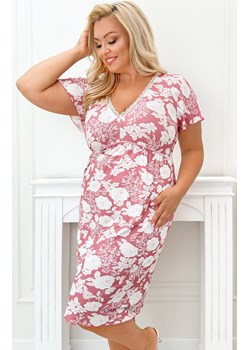 Koszula nocna damska w kwiaty plus size Tina, Kolor koralowy-wzór, Rozmiar 3XL, Donna ze sklepu Primodo w kategorii Koszule nocne - zdjęcie 188644709
