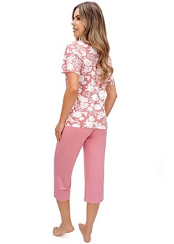 Piżama damska dwuczęściowa z spodniami 3/4 Tina, Kolor koralowy-wzór, Rozmiar S, Donna ze sklepu Primodo w kategorii Piżamy damskie - zdjęcie 188644717