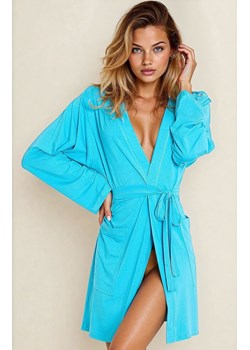 Krótki szlafrok damski wiskoza turkusowy Ines, Kolor turkusowy, Rozmiar S, DKaren ze sklepu Intymna w kategorii Szlafroki damskie - zdjęcie 188646257