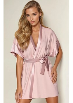 Krótki szlafrok damski różowy Sabrina, Kolor róż pudrowy, Rozmiar S, Babella ze sklepu Intymna w kategorii Szlafroki damskie - zdjęcie 188646278