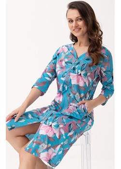 Turkusowy szlafrok damski w kwiaty 392, Kolor turkusowy, Rozmiar M, Luna ze sklepu Intymna w kategorii Szlafroki damskie - zdjęcie 188646695