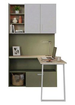 Regał z biurkiem dla nastolatka kaszmir + zielony W9-G98 ze sklepu Edinos.pl w kategorii Biurka i sekretarzyki - zdjęcie 188646789
