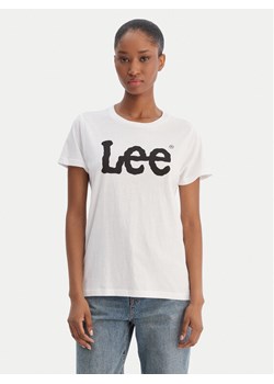 Lee T-Shirt Logo Tee L42UER12 112109470 Biały Regular Fit ze sklepu MODIVO w kategorii Bluzki damskie - zdjęcie 188653998