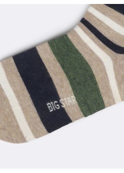 Skarpety bawełniane męskie w kolorowe paski beżowe Ismaelo 801 ze sklepu Big Star w kategorii Skarpetki męskie - zdjęcie 188654955
