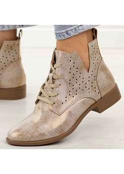 Lt. Złote ażurowe botki damskie Jezzi Mam65-112 ze sklepu suzana.pl w kategorii Botki - zdjęcie 188654979