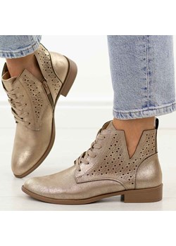 Złote ażurowe botki damskie Jezzi Mam65-112 ze sklepu suzana.pl w kategorii Botki - zdjęcie 188654995