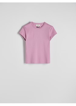 Reserved - T-shirt z domieszką jedwabiu - różowy ze sklepu Reserved w kategorii Bluzki damskie - zdjęcie 188655666