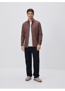 Reserved - Koszula slim z bawełny egipskiej - brązowy ze sklepu Reserved w kategorii Koszule męskie - zdjęcie 188655746