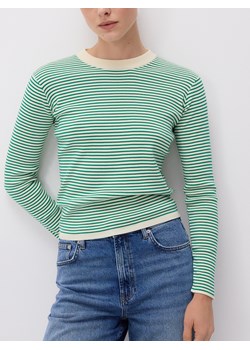 Reserved - Bawełniany longsleeve w paski - zielony ze sklepu Reserved w kategorii Bluzki damskie - zdjęcie 188655839