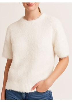 Sinsay - Miękka bluzka z krótkim rękawem i okrągłym dekoltem - biały ze sklepu Sinsay w kategorii Bluzki damskie - zdjęcie 188656476