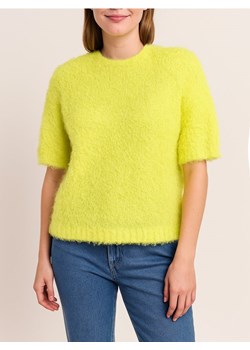 Sinsay - Miękka bluzka z krótkim rękawem i okrągłym dekoltem - żółty ze sklepu Sinsay w kategorii Bluzki damskie - zdjęcie 188656477