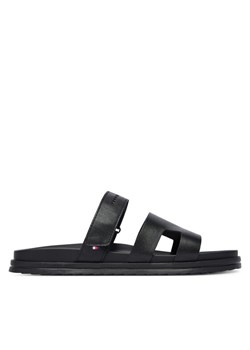 Klapki Tommy Hilfiger Adjustable Premium Lth Sandal FM0FM05773 Czarny ze sklepu eobuwie.pl w kategorii Klapki męskie - zdjęcie 188656566