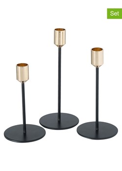 Boltze Świeczniki (3 szt.) "Marko" w kolorze czarno-złotym ze sklepu Limango Polska w kategorii Świeczniki - zdjęcie 188666338
