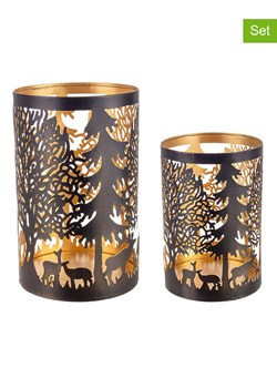 Bizzotto Świeczniki (2 szt.) "Reindeer" w kolorze czarnym ze sklepu Limango Polska w kategorii Świeczniki - zdjęcie 188666609