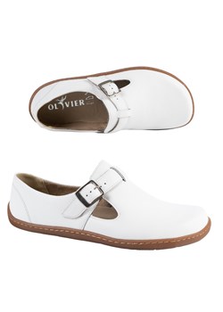 Buty barefoot damskie skórzane półeleganckie z paskiem – Olivier ROSA białe ze sklepu butyolivier w kategorii Półbuty damskie - zdjęcie 188667795