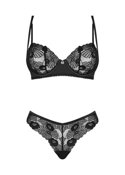 Nocna komplet biustonosz + figi Obsessive Serena Love 2-pcs set czarny ze sklepu kontri.pl w kategorii Komplety bielizny damskiej - zdjęcie 188670467