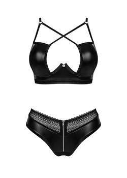 Nocna komplet biustonosz + figi Obsessive Norides 2-pcs set czarny ze sklepu kontri.pl w kategorii Komplety bielizny damskiej - zdjęcie 188674149