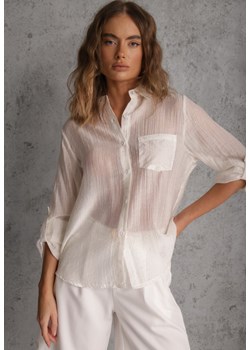 Biała Prześwitująca Koszula z Cyrkoniami Arialle ze sklepu renee.pl w kategorii Koszule damskie - zdjęcie 188675658