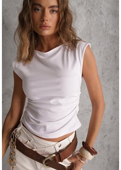 Biała Bluzka Elastyczna z Dekoltem Łódka Artosa ze sklepu renee.pl w kategorii Bluzki damskie - zdjęcie 188675669