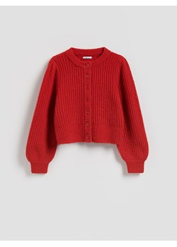 Reserved - Kardigan z bufiastymi rękawami - czerwony ze sklepu Reserved w kategorii Swetry damskie - zdjęcie 188675769