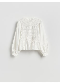 Reserved - Bluzka z ażurowym wzorem - biały ze sklepu Reserved w kategorii Bluzki damskie - zdjęcie 188675779