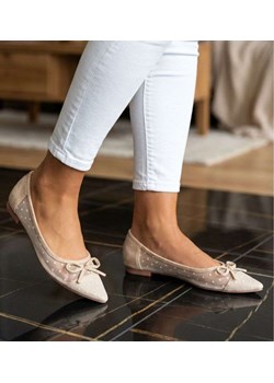 Siateczkowe beżowe balerinki Seastar /A1-2 13865 T195/ ze sklepu Pantofelek24.pl w kategorii Balerinki - zdjęcie 188676065