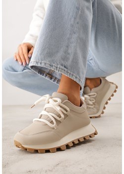 Beżowe Sneakersy na Platformie Ozdobionej Tłoczeniem Zerla ze sklepu renee.pl w kategorii Buty sportowe damskie - zdjęcie 188678689