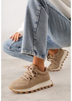 Ciemnobeżowe Sneakersy na Platformie Ozdobionej Tłoczeniem Zerla ze sklepu renee.pl w kategorii Buty sportowe damskie - zdjęcie 188678698