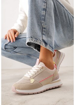 Ciemnobeżowe Sneakersy z Siateczką i Modnymi Wstawkami Corona ze sklepu renee.pl w kategorii Buty sportowe damskie - zdjęcie 188678707