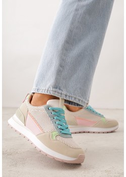 Beżowe Sneakersy z Siateczką i Modnymi Wstawkami Corona ze sklepu renee.pl w kategorii Buty sportowe damskie - zdjęcie 188678716