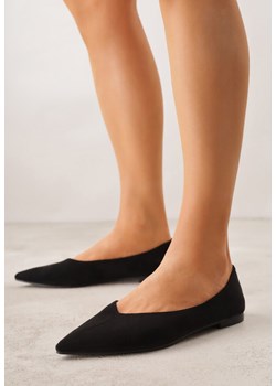 Czarne Balerinki z Imitacji Zamszu ze Szpiczastym Noskiem Melikel ze sklepu renee.pl w kategorii Balerinki - zdjęcie 188678817
