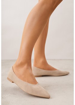 Beżowe Balerinki z Imitacji Zamszu ze Szpiczastym Noskiem Melikel ze sklepu renee.pl w kategorii Balerinki - zdjęcie 188678826