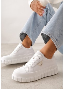 Białe Sneakersy VICES na Tłoczonej Podeszwie w Stylu Chunky Myninis ze sklepu renee.pl w kategorii Buty sportowe damskie - zdjęcie 188679069