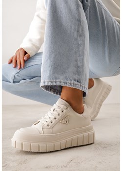 Beżowe Sneakersy VICES na Tłoczonej Podeszwie w Stylu Chunky Myninis ze sklepu renee.pl w kategorii Buty sportowe damskie - zdjęcie 188679078