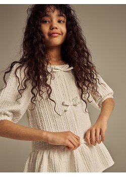 Reserved - Bluzka z baskinką - złamana biel ze sklepu Reserved w kategorii Bluzki dziewczęce - zdjęcie 188679165