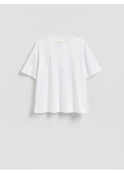 Reserved - T-shirt oversize z merceryzowanej bawełny - biały ze sklepu Reserved w kategorii Bluzki damskie - zdjęcie 188679217