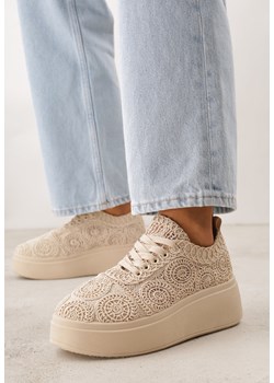 Beżowe Sneakersy z Plecionki na Grubej Podeszwie w Stylu Boho Dacara ze sklepu born2be.pl w kategorii Buty sportowe damskie - zdjęcie 188679578