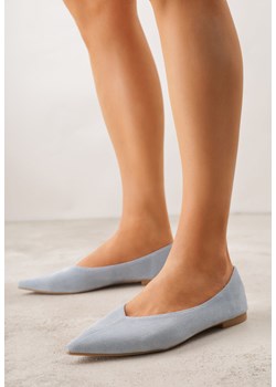 Niebieskie Balerinki z Imitacji Zamszu z Noskiem w Szpic Egynome ze sklepu born2be.pl w kategorii Balerinki - zdjęcie 188679677