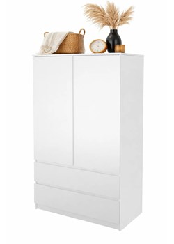 Biała szafa dwudrzwiowa z szufladami H9-P22 ze sklepu Edinos.pl w kategorii Szafy - zdjęcie 188680166