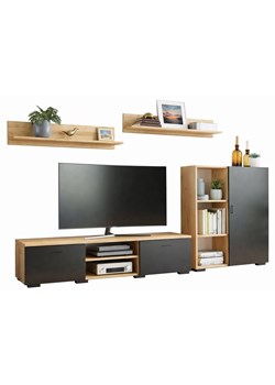 Zestaw mebli pod telewizor rtv do salonu dąb artisan + czarny N3-M97 ze sklepu Edinos.pl w kategorii Szafki RTV - zdjęcie 188680169