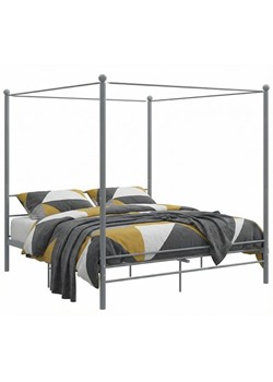 Szare duże łóżko z baldachimem 160x200 cm A1-W79 ze sklepu Edinos.pl w kategorii Łóżka i materace - zdjęcie 188680188