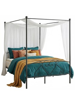 Szare metalowe łóżko z baldachimem 180x200 cm K2-W72 ze sklepu Edinos.pl w kategorii Łóżka i materace - zdjęcie 188680209