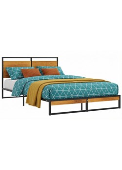 Czarne metalowe łóżko małżeńskie w stylu loft 140x200 cm S2-H50 ze sklepu Edinos.pl w kategorii Łóżka i materace - zdjęcie 188680228