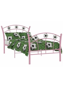 Różowe metalowe łóżko dla dziewczynki z motywem piłki 90x200 cm T2-P03 ze sklepu Edinos.pl w kategorii Łóżka dziecięce - zdjęcie 188680235