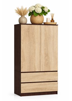 Szafa z drążkiem na ubrania wenge + dąb sonoma E1-D73 ze sklepu Edinos.pl w kategorii Szafy - zdjęcie 188680255