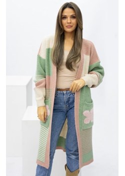 Oversizowy długi kardigan damski z kiszeniami Marbelio oliwka - polska marka ze sklepu intimiti.pl w kategorii Swetry damskie - zdjęcie 188681868