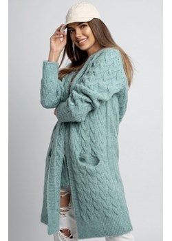Oversizowy kardigan damski z kapturem Laval miętowy ze sklepu intimiti.pl w kategorii Swetry damskie - zdjęcie 188681925