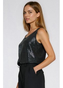 Błyszcząca bluzka na szerokich ramiączkach czarna ze sklepu intimiti.pl w kategorii Bluzki damskie - zdjęcie 188681966