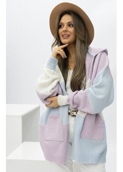 Oversizowy kardigan z kapturem i kieszeniami Brune pastelowy ze sklepu intimiti.pl w kategorii Swetry damskie - zdjęcie 188682005