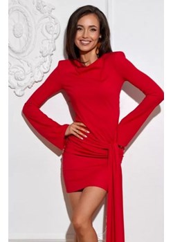 Mini sukienka czerwona z szarfą wiskoza - polska marka ze sklepu intimiti.pl w kategorii Sukienki - zdjęcie 188682247